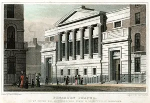 Finsbury Chapel, City of London, 1827. Artist: Thomas Barber