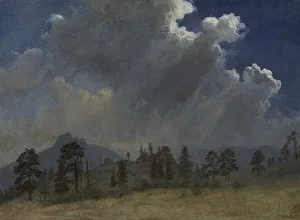 Fir Trees and Storm Clouds, c. 1870. Creator: Albert Bierstadt (American, 1830-1902)