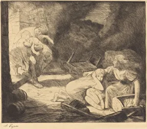 The Fire, 2nd plate (L incendie). Creator: Alphonse Legros