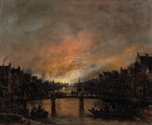 Neer Aert Van Der Prints: Fire at Amsterdam by Night, 1645-1660. Creator: Aert van der Neer