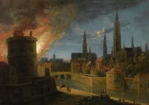 South Netherlandish Prints: Fire in Antwerp, mid-17th century. Creator: Daniel van Heil