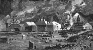 Diamond Mine Prints: The fire at the De Beers mine, Kimberley, South Africa, July 11. 1888. Creator: Unknown
