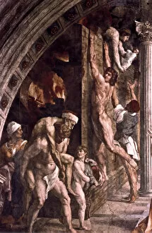 Inferno Gallery: The Fire in the Borgo (detail), 1514. Artist: Raphael