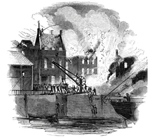 Extinguishing Prints: Fire at Boston - from a drawing by Mr. W. Caister, 1844. Creator: Unknown