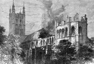 Emergency Services Prints: The fire at Canterbury Cathedral, 1872. Creator: Unknown