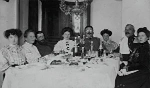 Firefighting Prints: Fire Chief A. F. Domishkevich Sitting at a Table Set for a Holiday Together with