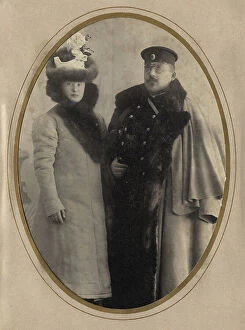 Wives Collection: Fire Chief A. F. Domishkevich in the Winter Uniform of a Firefighter (With His Wife), 1901