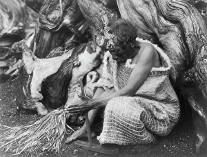Kwakiutl Prints: The fire drill-Koskimo, c1914. Creator: Edward Sheriff Curtis