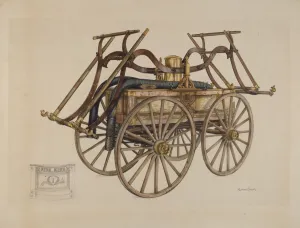 Langden Brown Prints: Fire Engine, c. 1938. Creator: H. Langden Brown