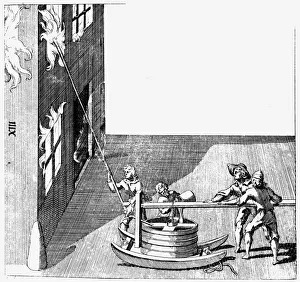 Fire engine, from Isaac de Caus Nouvelle Invention de Lever l Eau Plus Hault, 1664. Artist: Isaac de Caus