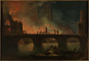 Isle De La Cite Prints: The fire at Hotel Dieu, in 1772, c1772. Creator: Jean Baptiste Francois Genillion