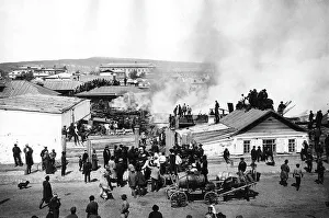 Vonago Li Prints: Fire in Krasnoyarsk on Pesochnaya Street, 1910. Creator: LI Vonago