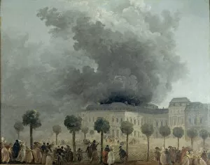 Blaze Gallery: Fire at the Opera House of the Palais-Royal, June 8, 1781, ca 1781. Creator: Robert