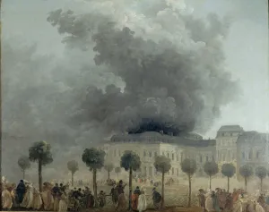 Fire Department Prints: Fire at the Opera House of the Palais-Royal, June 8, 1781, ca 1781. Creator: Robert