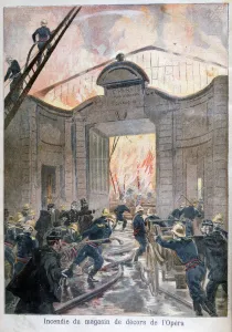 Oswaldo Prints: Fire at the Opera, Paris, 1894. Artist: Oswaldo Tofani