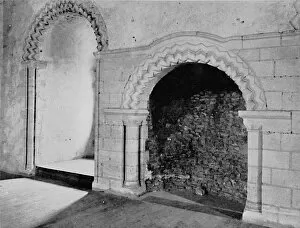 Edward F Strange Gallery: Fire-Place in the Banqueting Hall, Castle Hedingham, Essex (12th Cent.), 1927