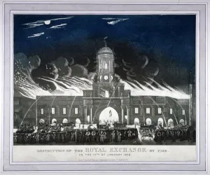 Firefighting Prints: Fire at the Royal Exchange, City of London, January 1838