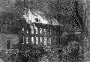 On Looker Prints: Fire at the Royal Military College, Sandhurst, 1868. Creator: Unknown