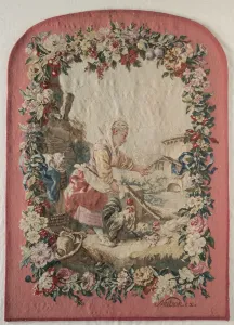 Silk And Wool Prints: Fire Screen Panel and Frame, c