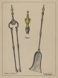 Tongs Prints: Fire Shovel and Tongs, c. 1936. Creator: Hans Korsch