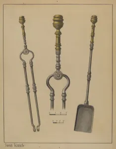 Tongs Prints: Fire Shovel and Tongs, c. 1937. Creator: Hans Korsch