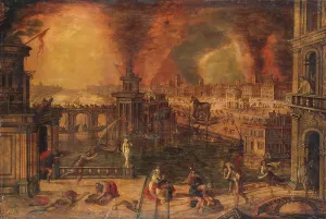 Burning Prints: Fire of Troy, 1583. Creator: Kerstiaen de Keuninck