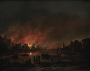 Neer Aert Van Der Prints: Fire at a Village by Night, 1618-1677. Creator: Aert van der Neer