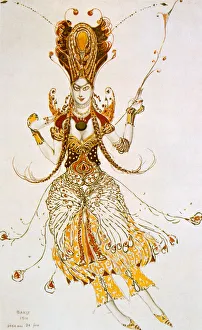 Adult Prints: The Firebird, costume design for Stravinskys ballet The Firebird, 1910. Artist: Leon Bakst