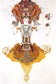 Individual Gallery: The Firebird, costume design for Tamara Karsavina in Stravinskys ballet The Firebird, 1910