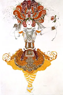 Adult Prints: The Firebird, costume design for Tamara Karsavina in Stravinskys ballet The Firebird
