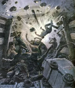Firedamp Prints: A firedamp explosion, France, 1892. Artist: F Meaulle