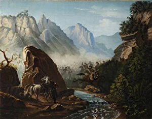 Dagestan Gallery: Firefight in the mountains of Dagestan, 1840-1841. Artist: Lermontov, Mikhail Yuryevich (1814-1841)