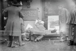 Fireman overcome -- subway fire, 1/6/15, 1915. Creator: Bain News Service