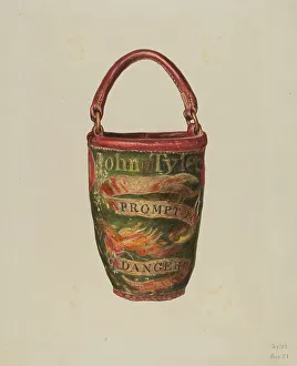Fire Department Prints: Fireman's Bucket, c. 1940. Creator: Georgina King