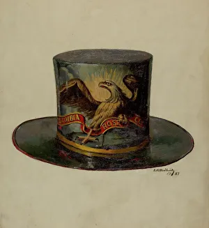 Firemen Prints: Fireman's Hat, 1937. Creator: Eugene Shellady