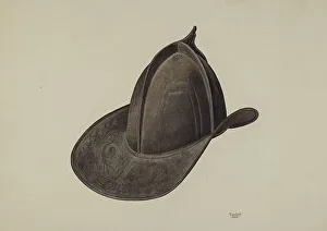 Fire Department Prints: Fireman's Hat, 1938. Creator: Robert Tardiff