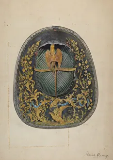 Fire Department Prints: Firemans Helmet, c. 1939. Creator: David Ramage