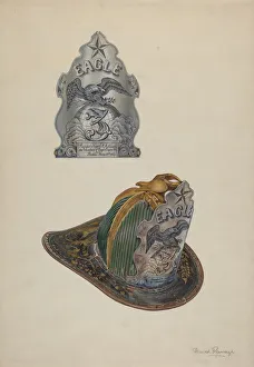 Firemans Helmet, c. 1939. Creator: David Ramage