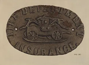 Fire Department Prints: Firemark, c. 1937. Creator: Emile Cero