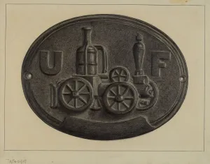 Fire Department Prints: Firemark, c. 1937. Creator: Herman Bader