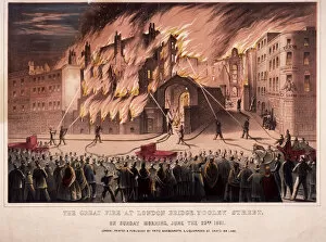 Accounting Gallery: Firemen fighting the blaze at the Cottons Wharf Fire, Bermondsey, London, 1861