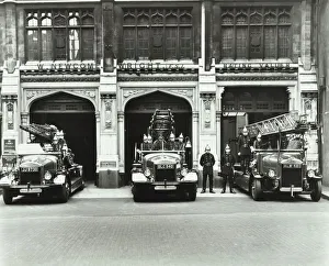 Bishopsgate Prints: Firemen outside Bishopsgate Fire Station, Bishopsgate, City of London, 1908