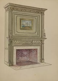 Fireplace, c. 1936. Creator: Charles Squires