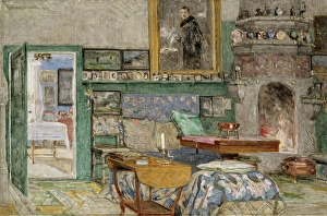 Gerhard Morgenstjerne Munthe Prints: The fireplace room from the artist's home Leveld in Lysaker