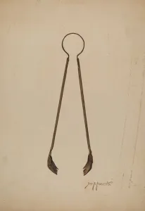 Tongs Prints: Fireplace Tongs, c. 1941. Creator: Paul Poffinbarger