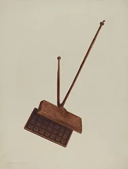 Baking Prints: Fireplace Waffle Iron, c. 1939. Creator: Manuel G. Runyan