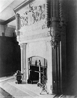 Chimneypiece Prints: Fireplace, with words In Deo solo confido
