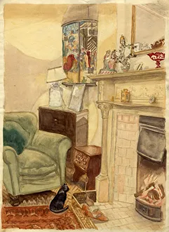 Fireside scene, c1950. Creator: Shirley Markham Fireside scene, c1950. Creator: Shirley Markham