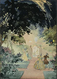 Firework Prints: The Fireworks, 1927. Artist: Somov, Konstantin Andreyevich (1869-1939)