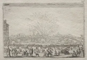 1592 1635 Prints: Fireworks on the Arno, c. 1622. Creator: Jacques Callot (French, 1592-1635)